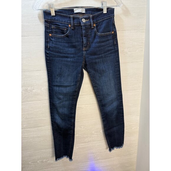 Loft Womens Dark Wash Distressed Ankle Skinny Jeans‎ Size 26 Frayed Hem - Picture 6 of 10